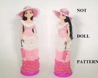 Crochet Doll Clothes Pattern: Elegant Lady Fashion #219 (PDF Pattern)