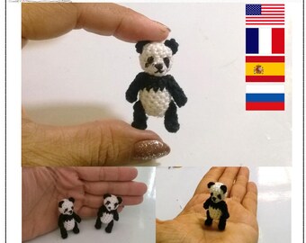 Mini Panda Pattern, miniature amigurumi, animals crochet # 153, (English, Français, Русский, Español)