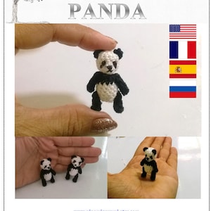 Mini Panda Pattern, miniature amigurumi, animals crochet # 153, (English, Français, Русский, Español)