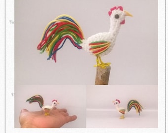 Mini Rooster Pattern, miniature amigurumi