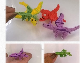 Mini Dragon  Pattern, miniature amigurumi, animals crochet # 114, PDF INSTANT DOWNLOAD