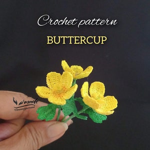 Mini Buttercup brooch Pattern, crochet flower, mini bouquet, 0524