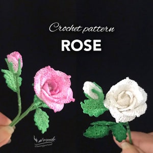 ミニローズブローチパターン、かぎ針編みの花、ミニブーケ、0324