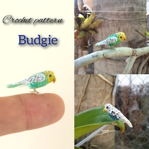 Tiny Budgerigar - budgie - parakeet Pattern, miniature amigurumi, animals crochet - 1524