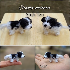 Mini Shih Tzu Dog Pattern, miniature amigurumi, animals crochet # A0121, PDF INSTANT DOWNLOAD