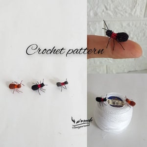 Tiny Ant Pattern, miniature amigurumi, animals crochet - 1324