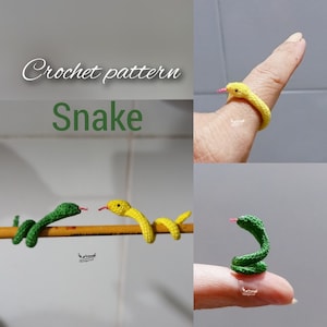 Tiny snake Pattern, miniature amigurumi, animals crochet - 1724