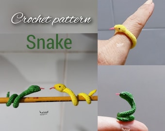 Patrón de serpiente pequeña, amigurumi en miniatura, animales de crochet - 1724