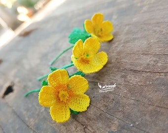 Mini Buttercup brooch Pattern, crochet flower, mini bouquet, 0524