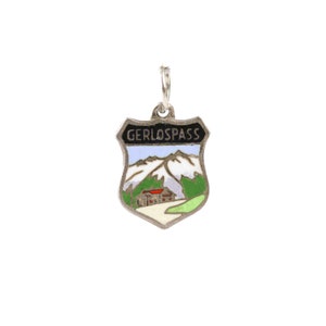 Vintage 800 Silver Enamel Gerlos Pass Austria Shield Bracelet Charm