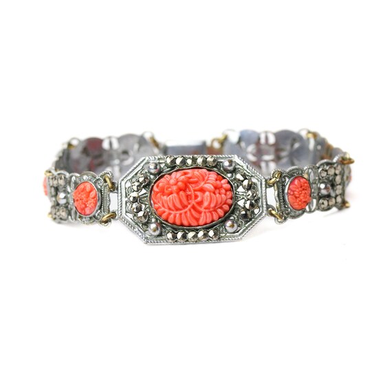 Bracelet Art Déco Ancien En Marcassites - Argenté, Occasion Très Bon état à Nettoyer, Bijou Vintage