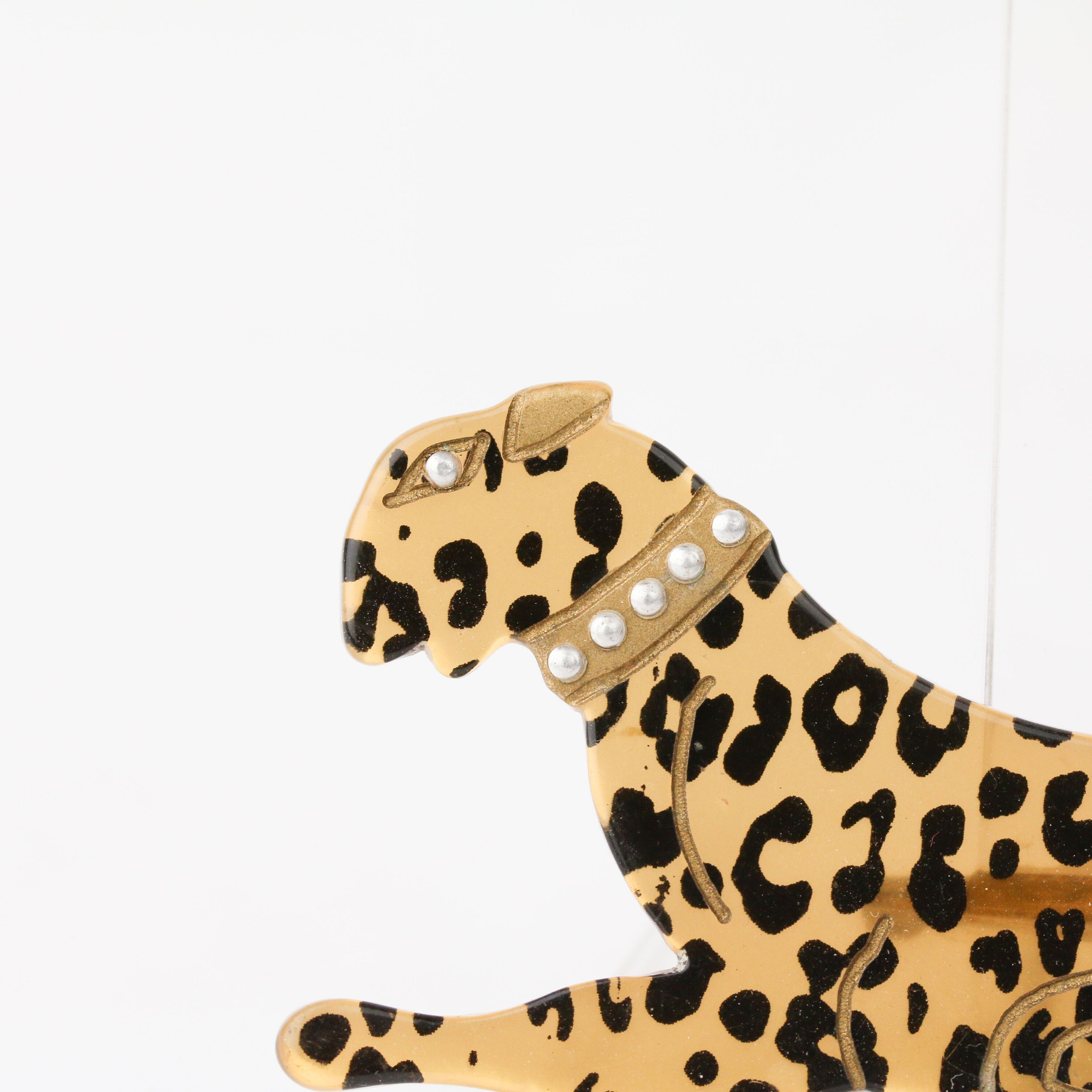 Vintage Carved Acrylic Faux Pearl Leopard Brooch - Etsy