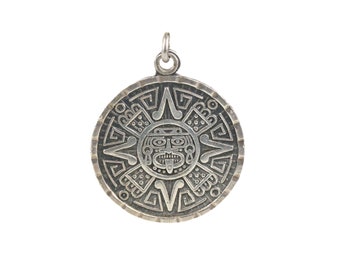 Fine Taxco 950 Silver Aztec Calendar Pendant