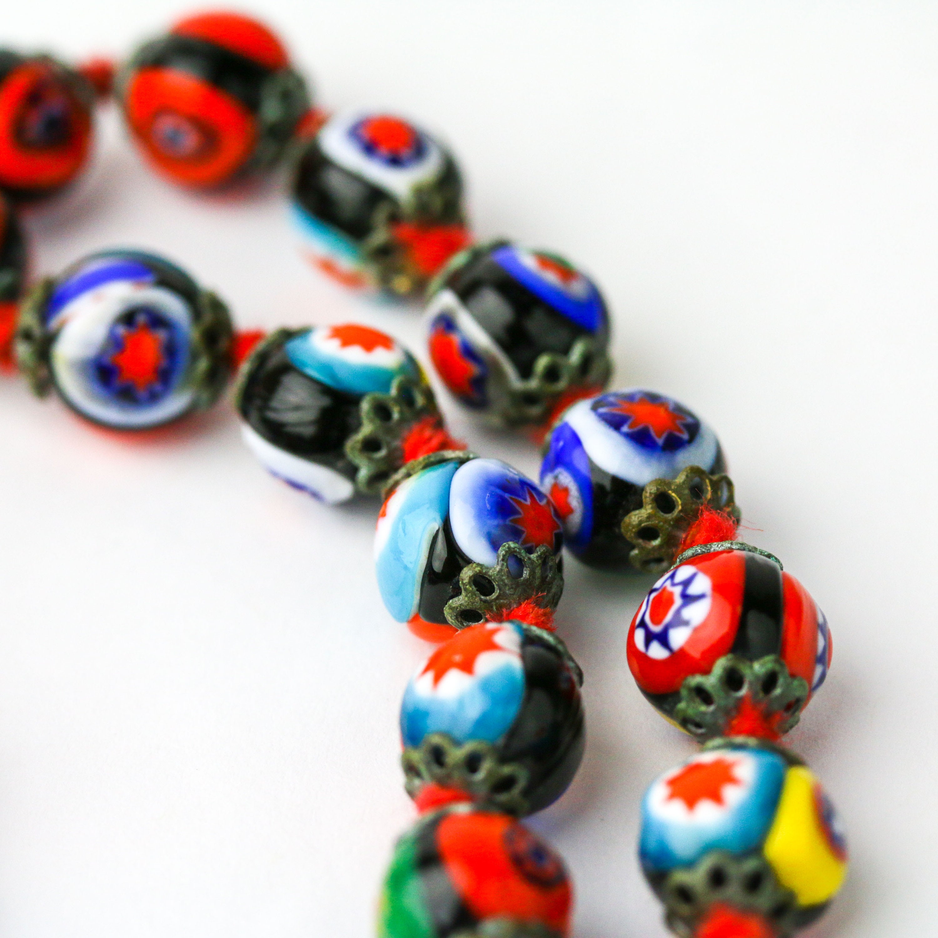 9mm (4mm Hole) Opaque Aged Ivory Vintage Italian Murano Glass Seed