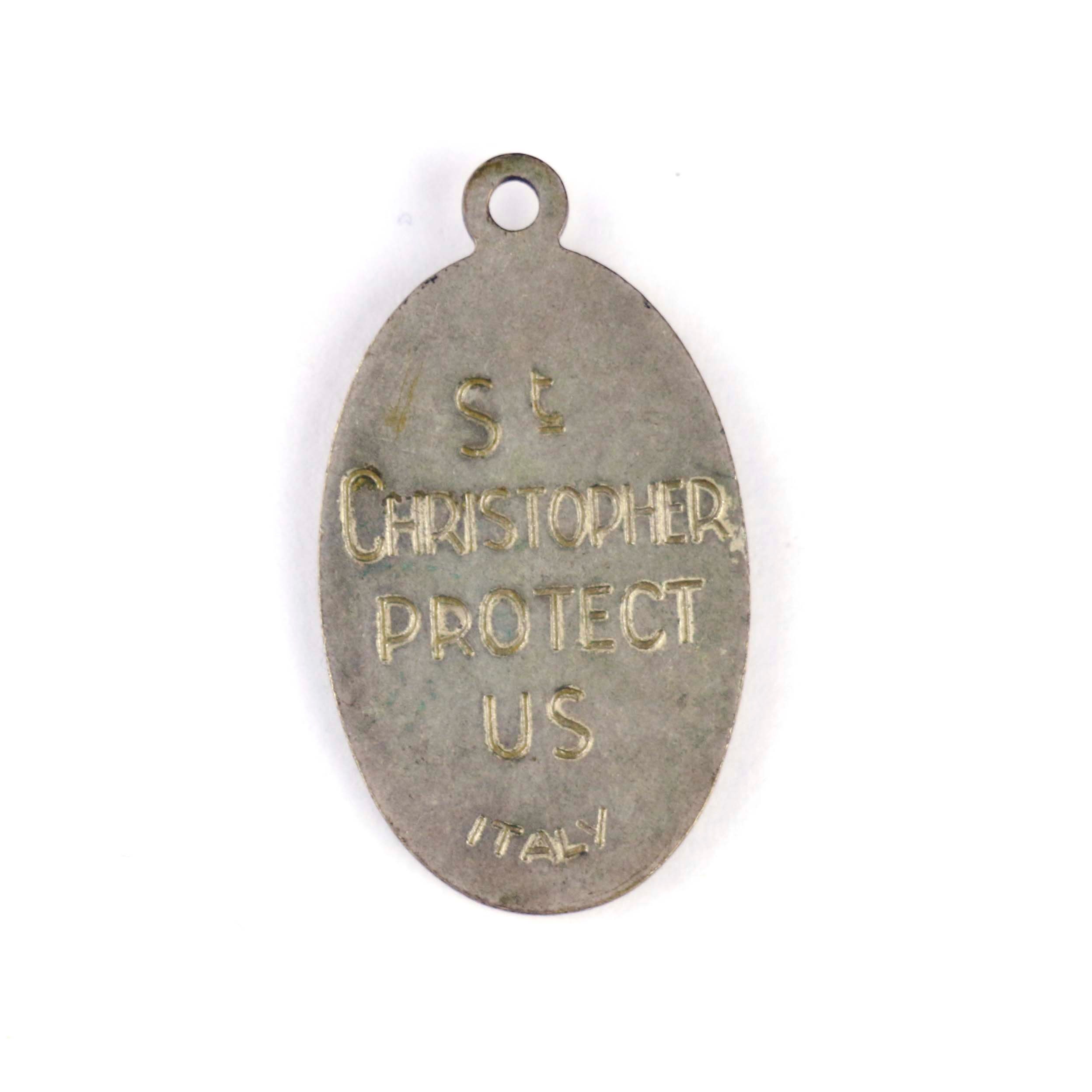 Ancien Pendentif Médaille Saint Christophe Métal Argenté - Régional