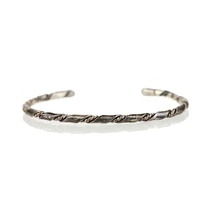 Small Vintage Navajo Sterling Silver Twisted Inlay Wire Rope Cuff Bracelet