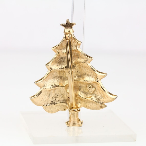 Vintage Signed Hedy Enamel Christmas Tree Brooch - image 2