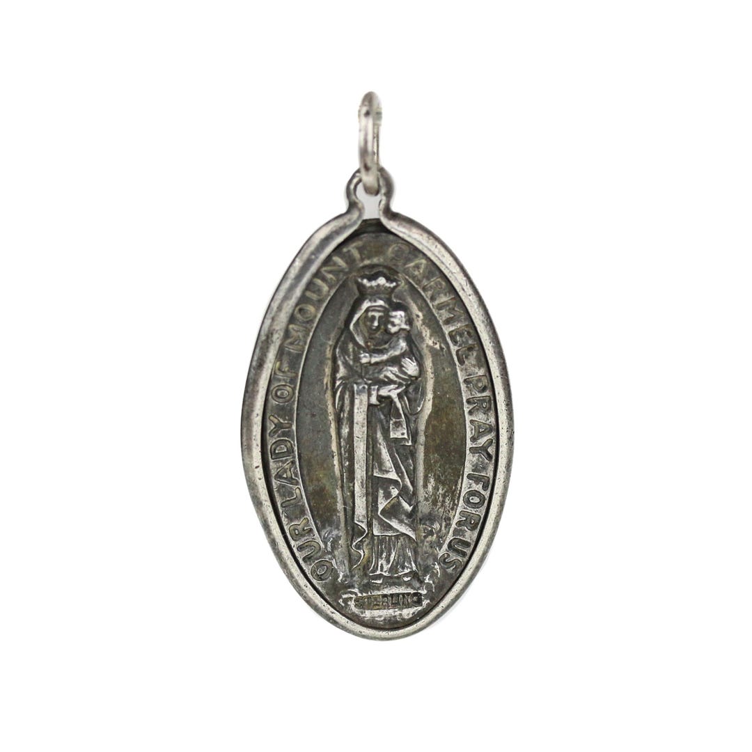 Vintage Sterling Silver Our Lady of Mt. Carmel Sacred Heart Medal - Etsy