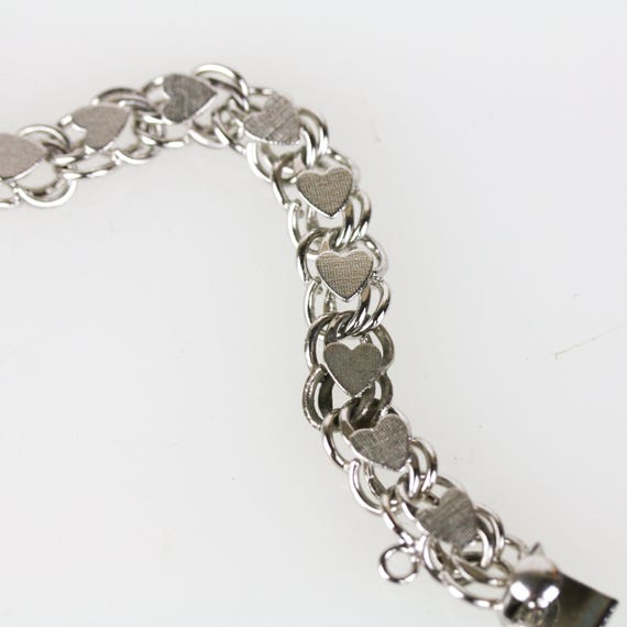 Vintage Sterling Silver Heart Link Charm Bracelet - Etsy