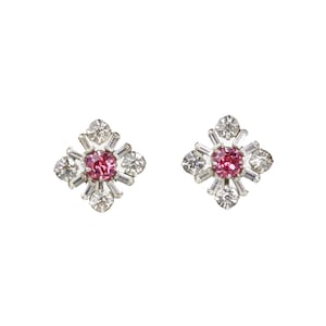 Vintage Sterling Silver Rhinestone Screw-back Earrings