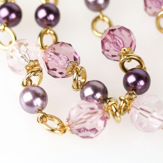 Vintage Kenneth Jay Lane Chunky Purple Faux Pearl… - image 2