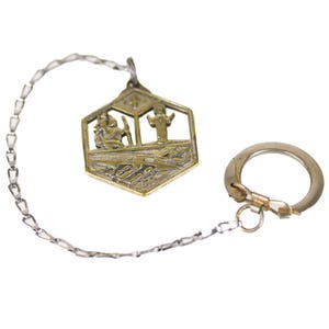 Vintage devotionele versleten messing St. Christopher Highway Cards-sleutelhanger