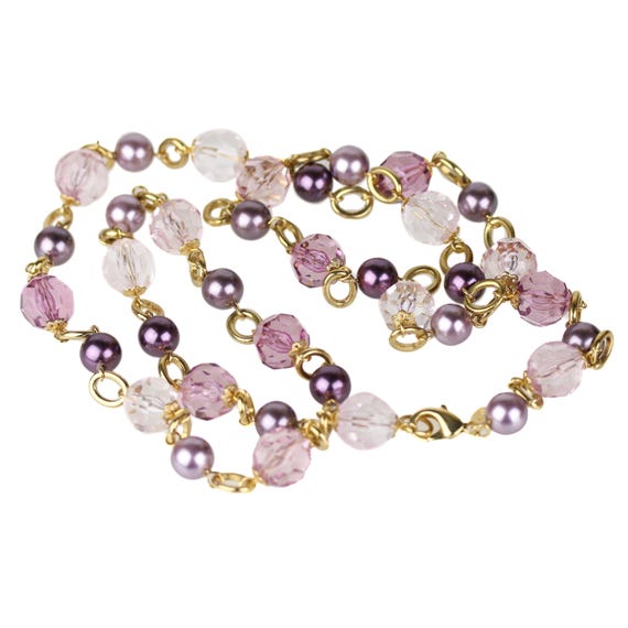 Vintage Kenneth Jay Lane Chunky Purple Faux Pearl… - image 1