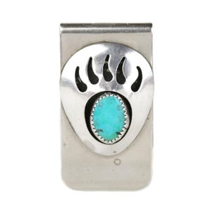 Vintage Navajo Silber Türkis Bärentatze Geldscheinklammer