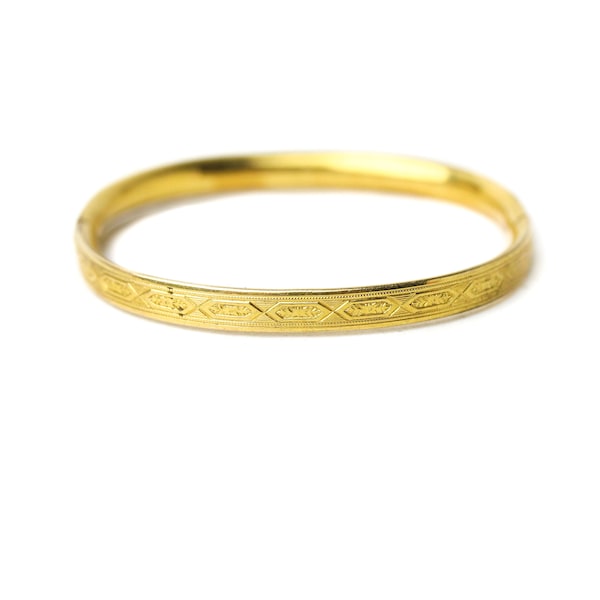 Vintage Edwardian Gold Filled Etched Baby Bangle Bracelet