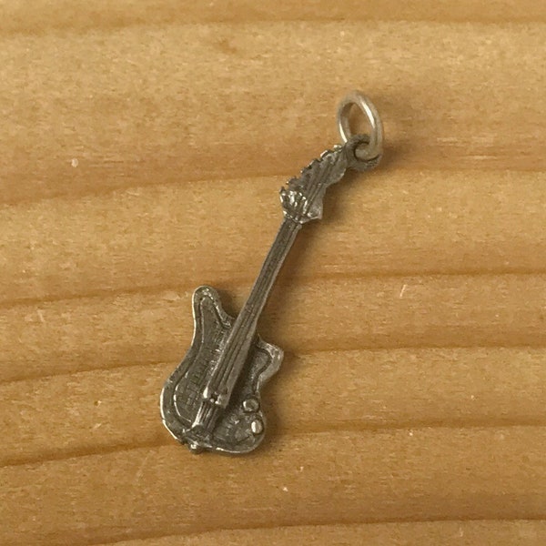 Vintage Sterling Silver Electric Guitar Bracelet Charm