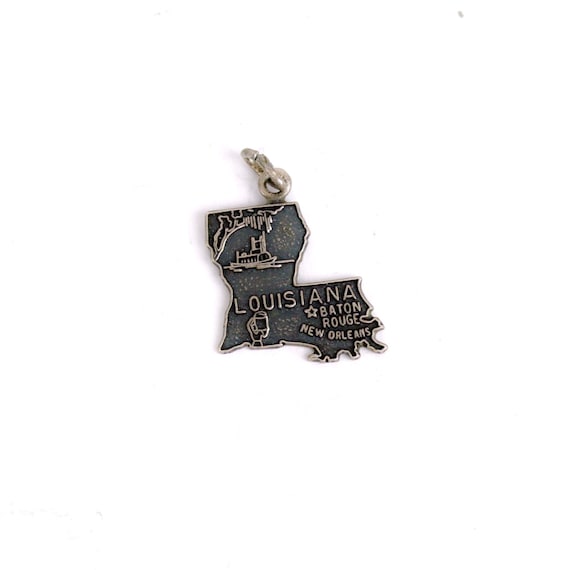 Louisiana State Charm Antiqued Sterling Silver Louisiana State Charm Antiqued Sterling Silver