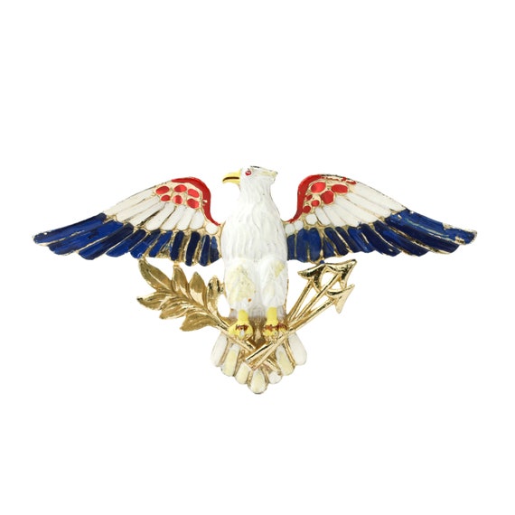 Vintage Signed Coro Enamel Patriotic USA Eagle Bro