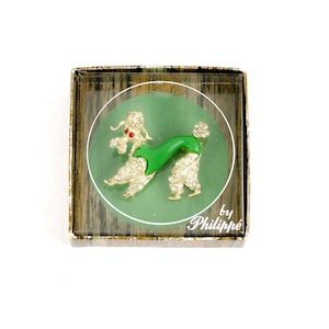 Vintage NOS Green Jelly Belly Poodle Broche de Philippe