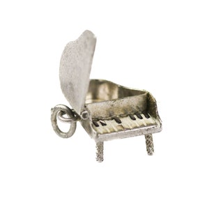 Vintage Sterling Silver Enamel Keys Piano Locket Charm