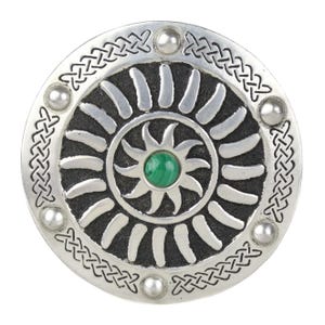 Vintage St. Justin Celtic Sun Shield Pewter Brooch