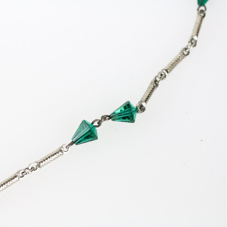 Vintage Art Nouveau Revival Green Glass Necklace image 5