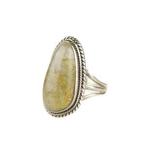 Vintage Sterling Silver Rutilated Quartz Ring Size 9.25