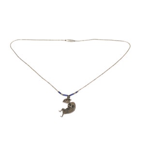 Vintage Navajo Sterling Silver Lapis Lazuli Kokopelli Pendant Necklace