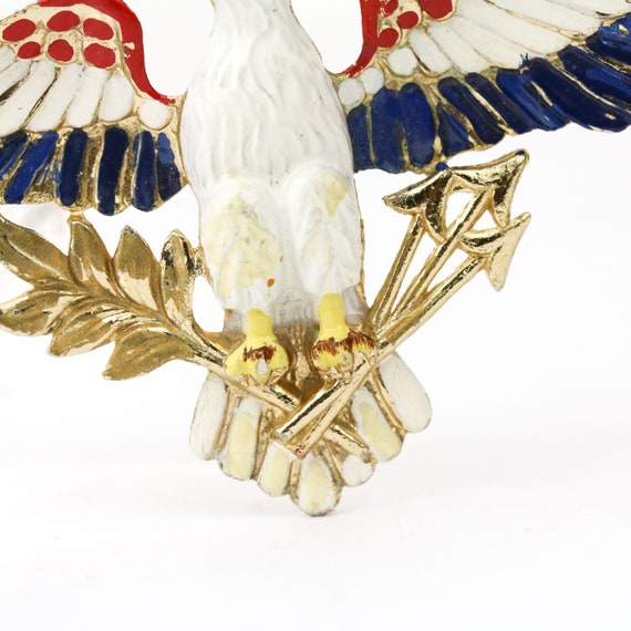 Vintage Signed Coro Enamel Patriotic USA Eagle Br… - image 3