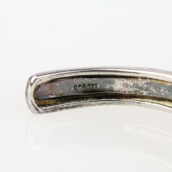 Vintage Zebra Print Enamel Sterling Silver Cuff B… - image 4