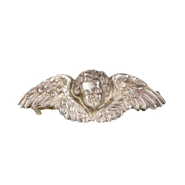 Retired Kirks Folly Silver Plated Cherub Angel Hair Barrette Clip