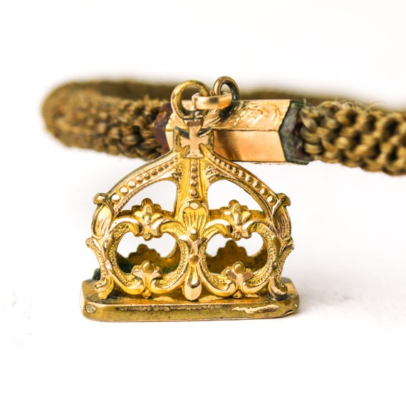 Antique Victorian Gold Filled Woven Hair Watch Ch… - image 5