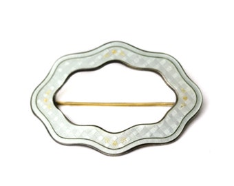Antique Edwardian Watson Co. Sterling Silver & Guilloche Enamel Sash Brooch