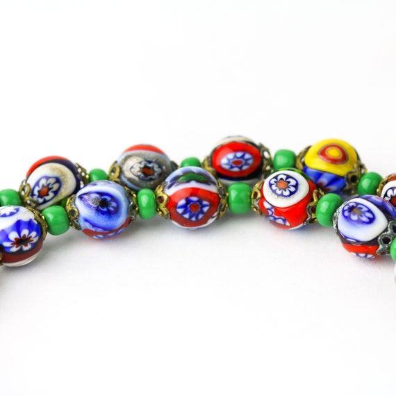 Vintage Murano Venetian Glass Millefiori 8mm Bead… - image 2