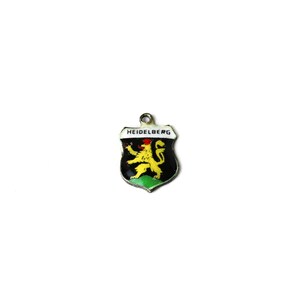 Vintage 800 Silver & Enamel Heidelberg Germany Coat of Arms Shield Bracelet Charm