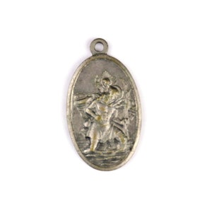 Pendentif médaille Saint-Christophe en plaqué argent vintage