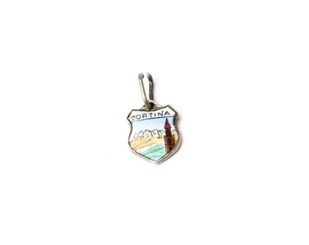 Silver Enamel Torbole Charm Italy Scenic Travel Shield Sterling Silver Charm for Bracelet from Charmhuntress 05345