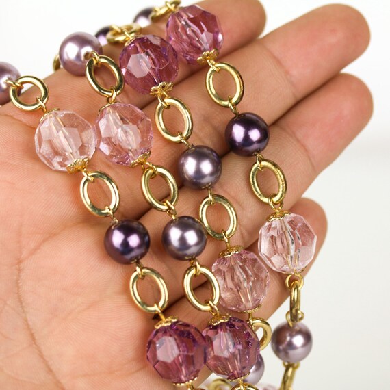 Vintage Kenneth Jay Lane Chunky Purple Faux Pearl… - image 5