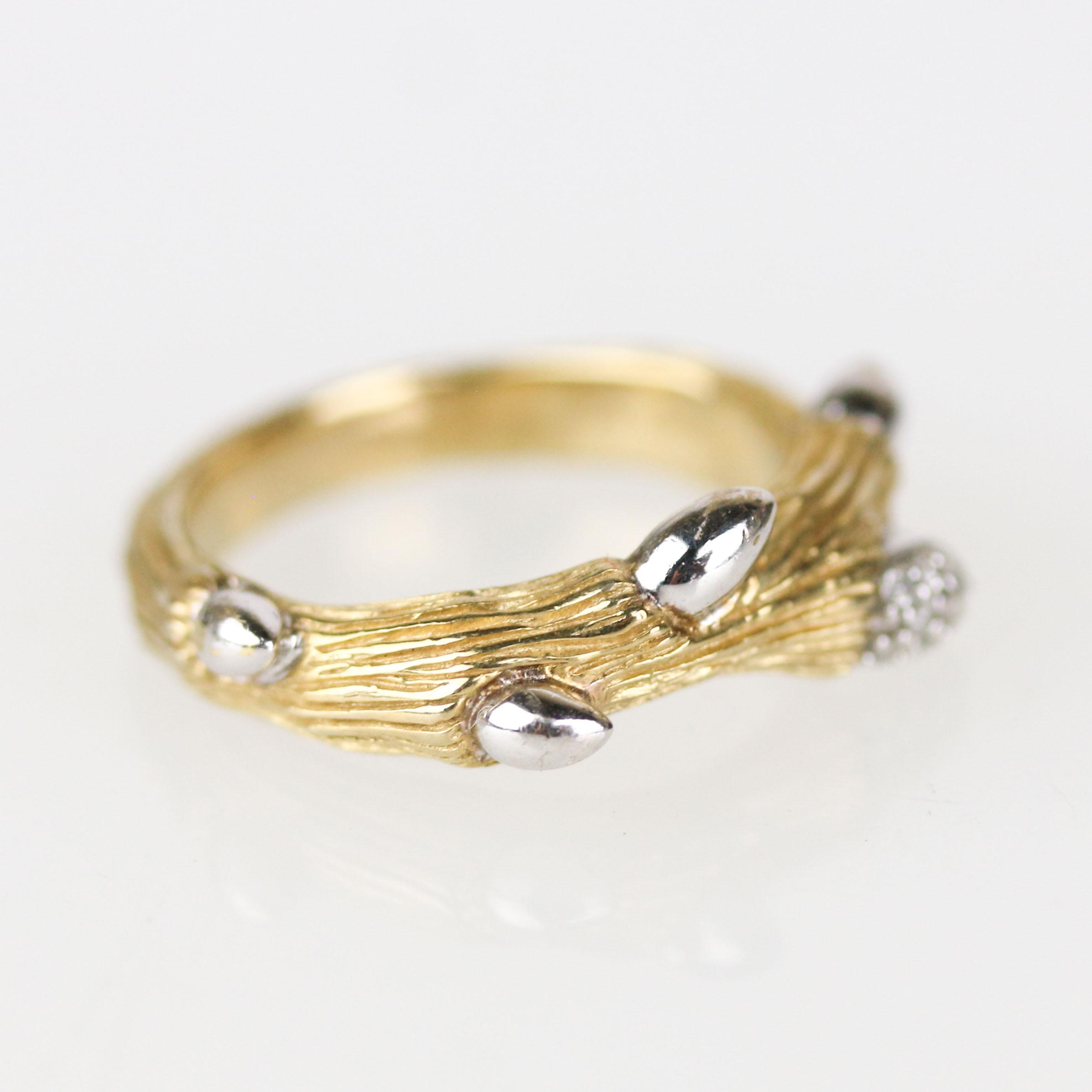 Stephen Dweck Gold Plated Sterling Silver & Diamond Fortuna Branch