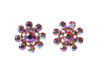 Pendientes vintage firmados Weiss Magenta AB Rhinestone